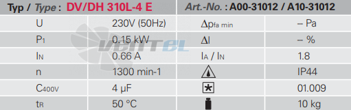 Rosenberg DV 310 L-4 E - описание, технические характеристики, графики